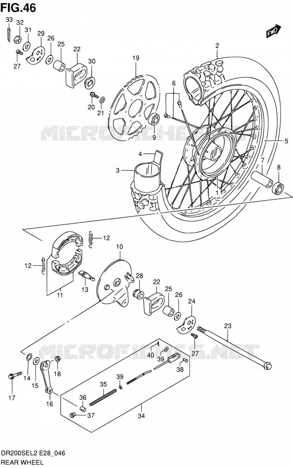 ACHTERWIEL Suzuki MOTO 200 DR 2012  DR200SE L2 (E03,E28,E33)