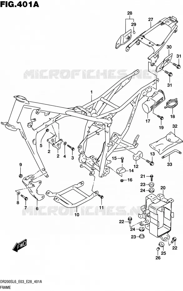 FRAME (DR200SL6 E03) Suzuki MOTO 200 DR 2016  DR200S L6 (E03,E28,E33)