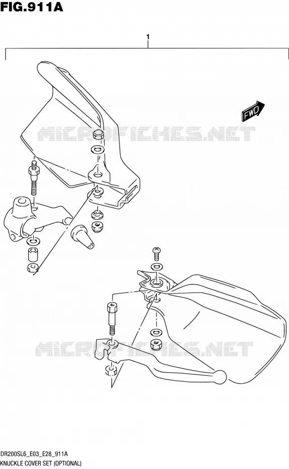 KNUCKLE COVERS (OPTIONAL) Suzuki MOTO 200 DR 2016  DR200S L6 (E03,E28,E33)