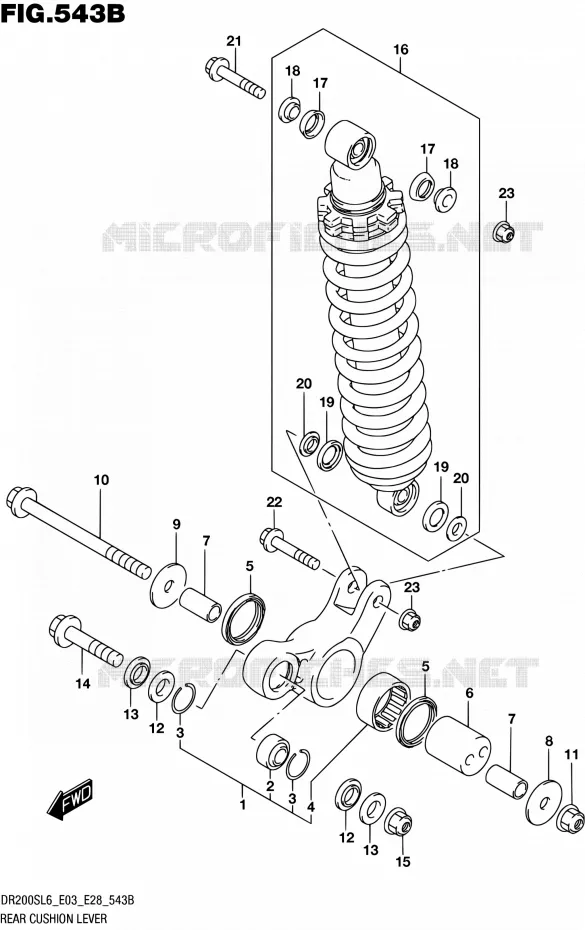 SCHOKBREKER AANEENSCHAKELING (DR200SL6 E28) Suzuki MOTO 200 DR 2016  DR200S L6 (E03,E28,E33)