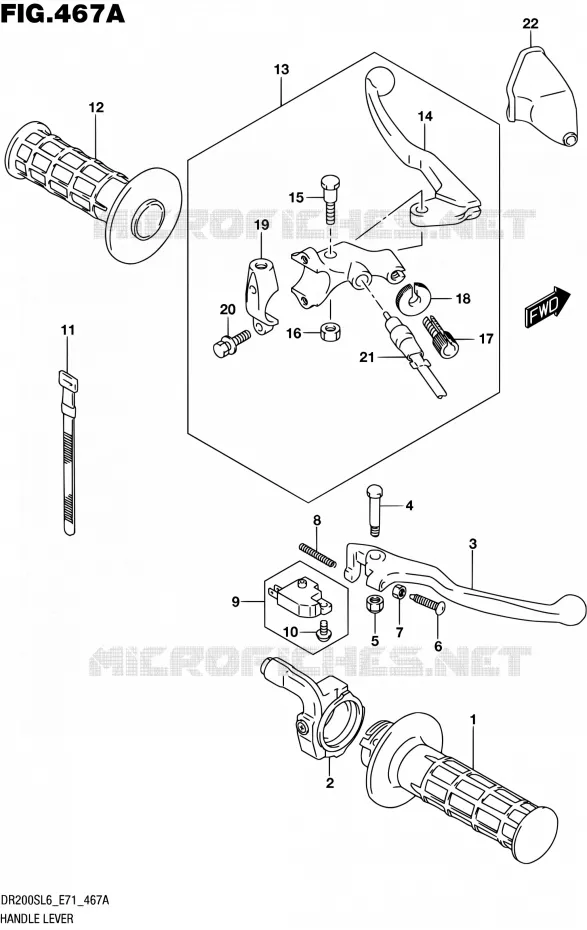 HANDGRIPS - LEVERS Suzuki MOTO 200 DR 2016  DR200S L6 (E71)