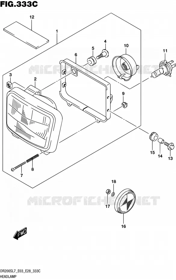 KOPLAMP (DR200SL7 E33) Suzuki MOTO 200 DR 2017  DR200S L7 (E03,E28,E33)