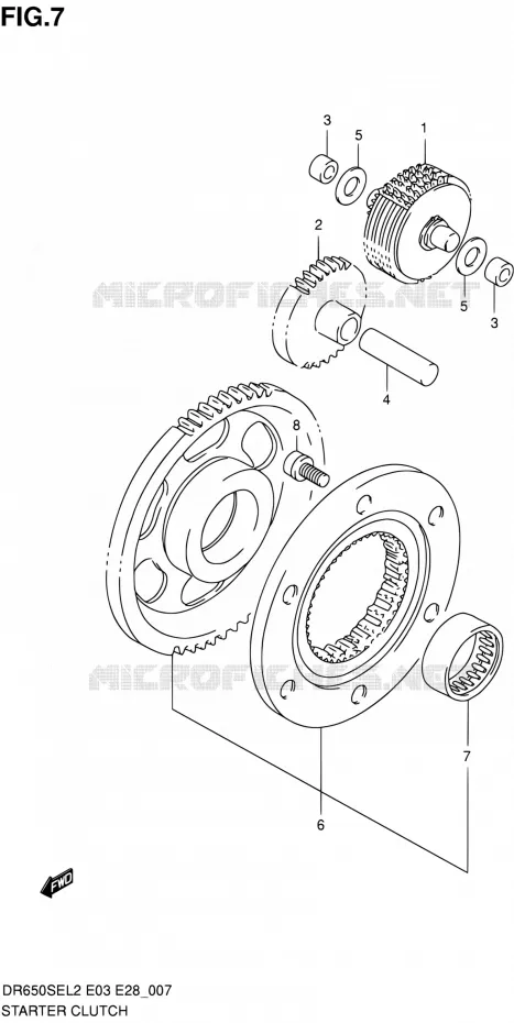 STARTMOTOR CLUTCH Suzuki MOTO 650 DR 2012  DR650SE L2 (E03,E28,E33)