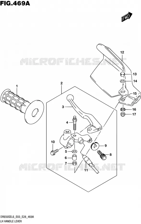 LINKER HENDEL - HANDGREEP Suzuki MOTO 650 DR 2016  DR650SE L6 (E03,E28,E33)