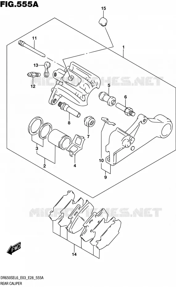 REAR CALIPER Suzuki MOTO 650 DR 2016  DR650SE L6 (E03,E28,E33)