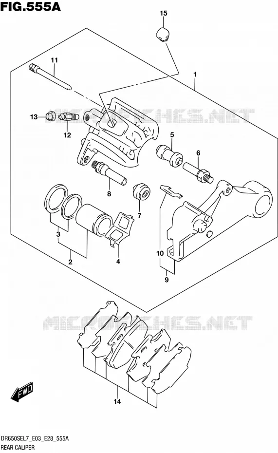 REAR CALIPER Suzuki MOTO 650 DR 2017  DR650SE L7 (E03,E28,E33)