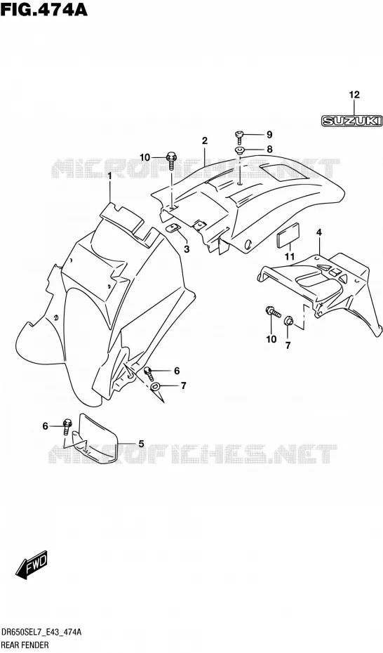 ACHTERSPATBORD Suzuki MOTO 650 DR 2017  DR650SE L7 (E43)