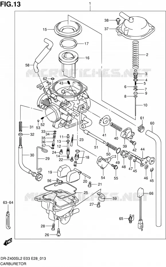 CARBURATOR (DR-Z400SL2 E28) Suzuki MOTO 400 DR-Z 2012  DR-Z400S L2 (E03,E28,E33)