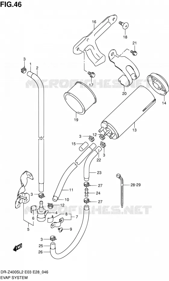 FUEL EVAP SYSTEM (DR-Z400SL2 E33) Suzuki MOTO 400 DR-Z 2012  DR-Z400S L2 (E03,E28,E33)