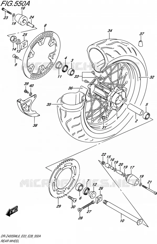 ACHTERWIEL Suzuki MOTO 400 DR-Z 2016  DR-Z400SM L6 (E03,E28,E33)