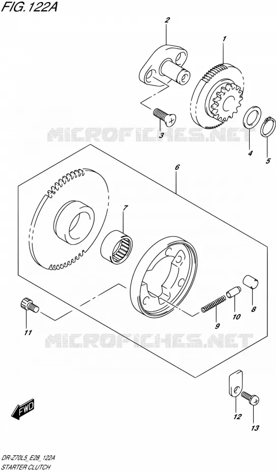 STARTMOTOR CLUTCH Suzuki MOTO 70 DR-Z 1992  DR-Z70 L5 (E03,E28,E33)