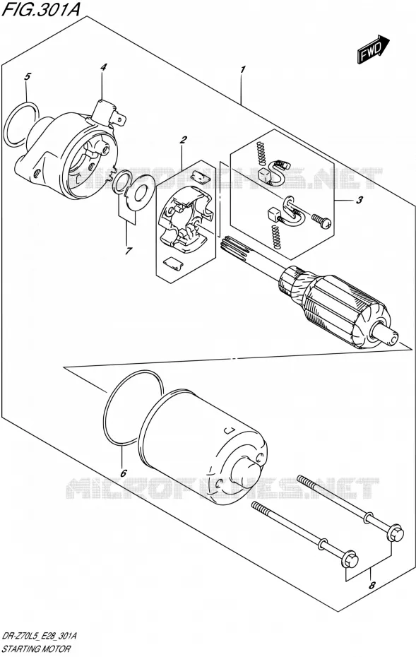 STARTMOTOR Suzuki MOTO 70 DR-Z 1992  DR-Z70 L5 (E03,E28,E33)