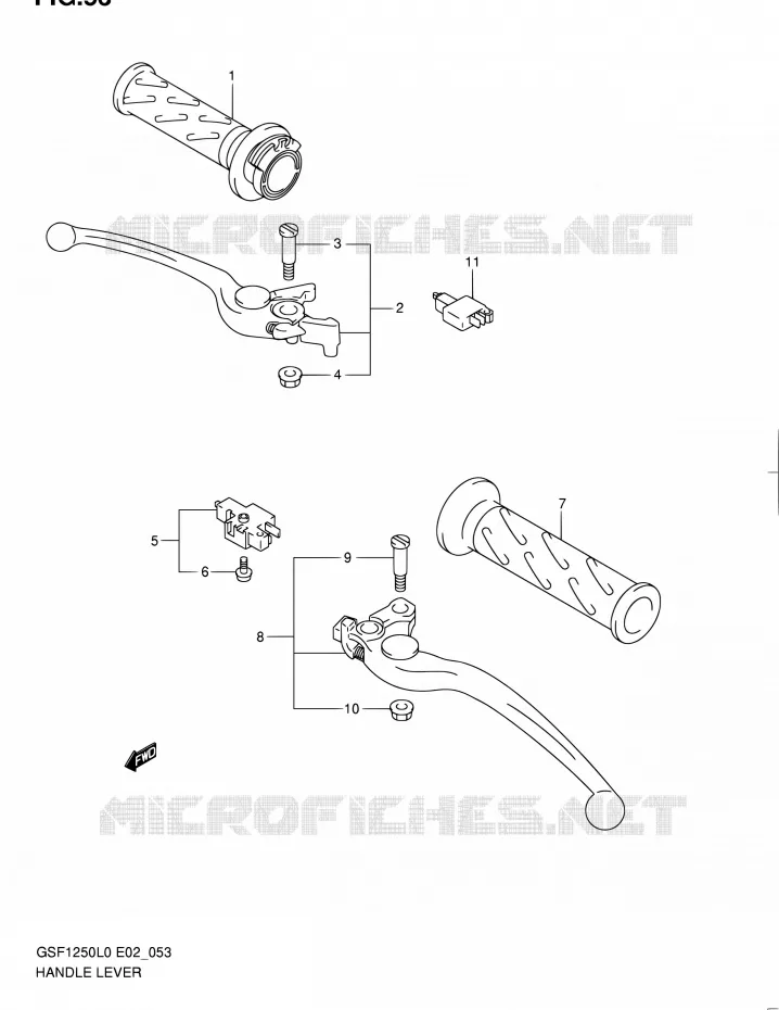 HANDGRIPS - LEVERS (GSF1250AL0) Suzuki MOTO 1250 BANDIT-N 2010  GSF1250 L0 (E02,E19,E24)