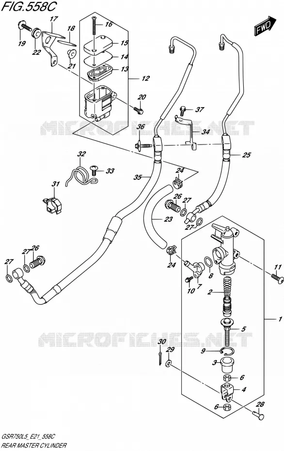 ACHTER HOOFDREMCILINDER (GSR750AL5 E21) Suzuki MOTO 750 GSR 2015  GSR750 L5