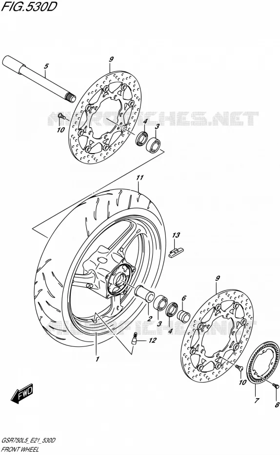 VOORWIEL (GSR750AUEL5 E21) Suzuki MOTO 750 GSR 2015  GSR750UE L5 (E21)