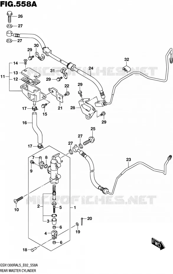 ACHTER HOOFDREMCILINDER (GSX1300RAL5 E02) Suzuki MOTO 1300 HAYABUSA 2015  GSX1300RA L5 (E19)