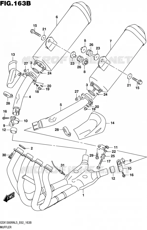 GELUIDDEMPER (GSX1300RAL5 E19) Suzuki MOTO 1300 HAYABUSA 2015  GSX1300RA L5 (E19)