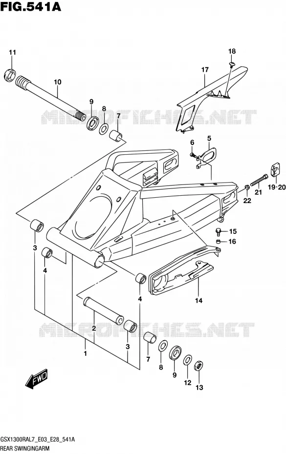 SWINGARM (GSX1300RAL7 E03) Suzuki MOTO 1300 HAYABUSA 2017  GSX1300RA L7 (E03,E28,E33)