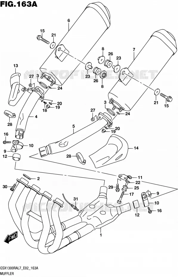 GELUIDDEMPER (GSX1300RAL7 E02) Suzuki MOTO 1300 HAYABUSA 2017  GSX1300RA L7 (E19)