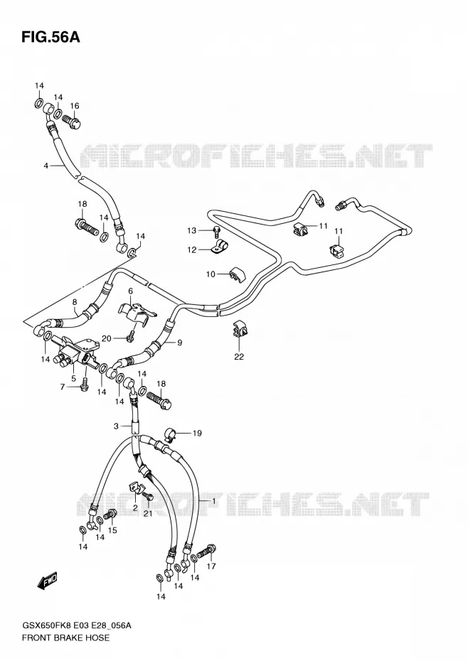 FRONT REMSLANG (GSX650FAK9/FAL0) Suzuki MOTO 650 GSX-F 2010  GSX650F L0 (E03,E28,E33)