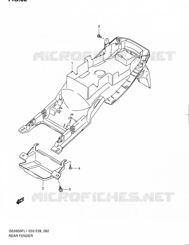 ACHTERSPATBORD (GSX650FL1 E28) Suzuki MOTO 650 GSX-F 2011  GSX650F L1 (E03,E28,E33)