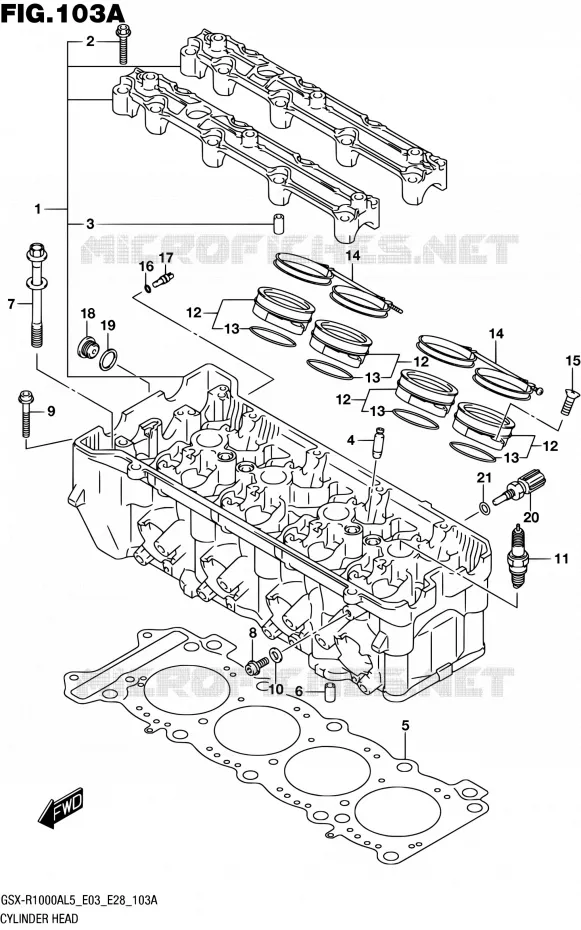 CILINDERKOP Suzuki MOTO 1000 GSX-R 2015  GSX-R1000A L5 (E03,E28,E33)