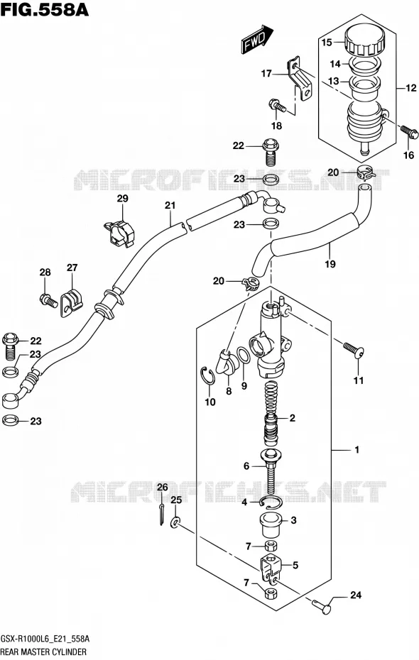 ACHTER HOOFDREMCILINDER (GSX-R1000L6 E21) Suzuki MOTO 1000 GSX-R 2016  GSX-R1000A L6 (E21)