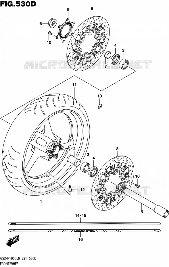 VOORWIEL (GSX-R1000AUFL6 E21) Suzuki MOTO 1000 GSX-R 2016  GSX-R1000A L6 (E21)