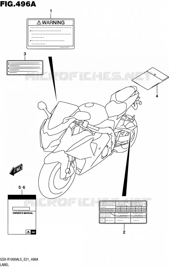 ETIKET (GSX-R1000AL5 E21) Suzuki MOTO 1000 GSX-R 2015  GSX-R1000AUF L5 (E21)
