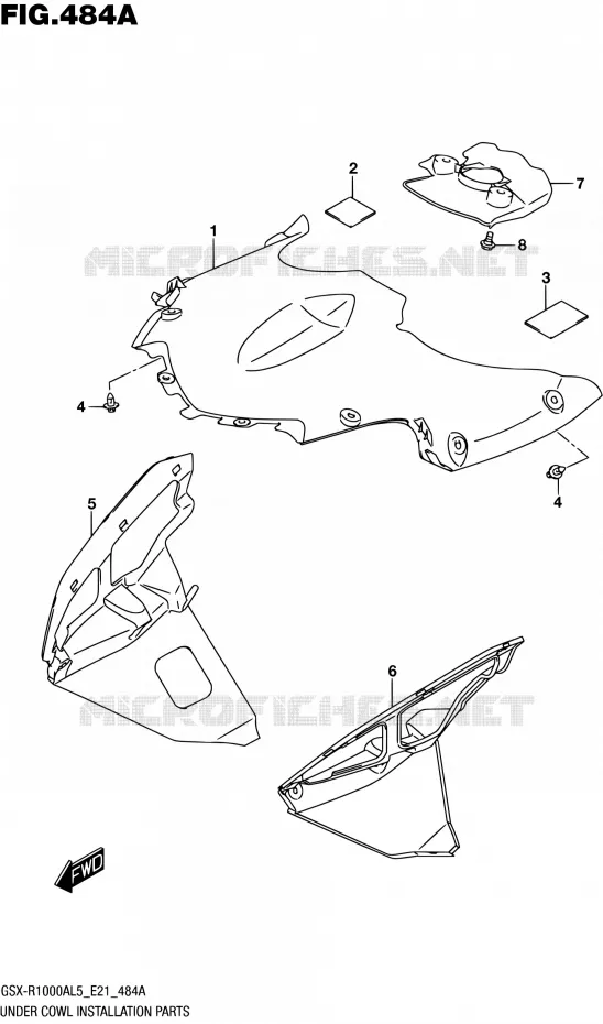 FAIRING INSTALLATIEDELEN Suzuki MOTO 1000 GSX-R 2015  GSX-R1000AUF L5 (E21)