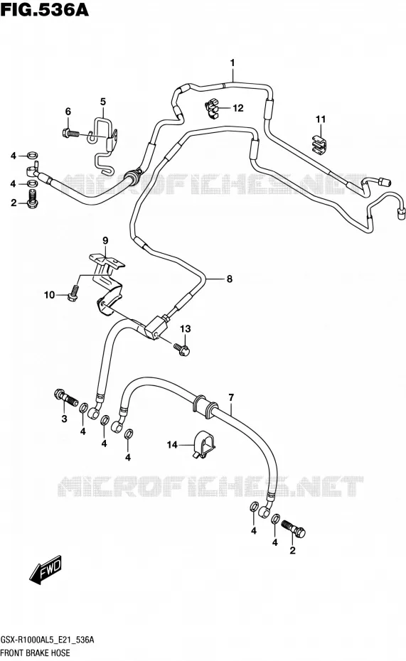FRONT REMSLANG Suzuki MOTO 1000 GSX-R 2015  GSX-R1000AUF L5 (E21)