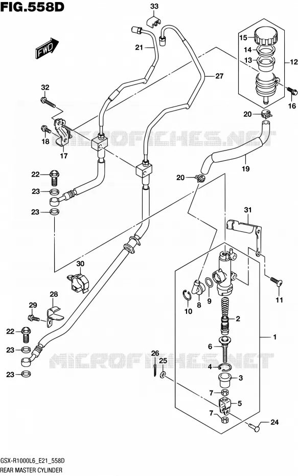 ACHTER HOOFDREMCILINDER (GSX-R1000AUFL6 E21) Suzuki MOTO 1000 GSX-R 2016  GSX-R1000AUF L6 (E21)