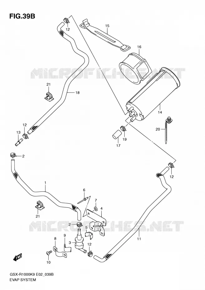FUEL EVAP SYSTEM (E14) Suzuki MOTO 1000 GSX-R 2010  GSX-R1000 L0/GSX-R1000Z L0 (E02,E14,E19,E24,E51,P37)