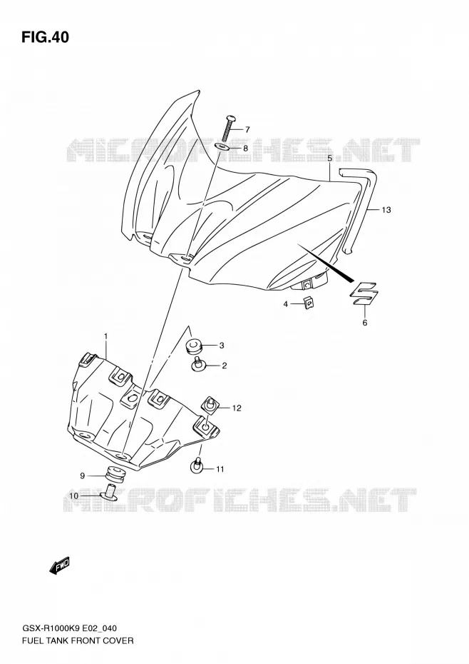 FUEL TANK VOORKLEP Suzuki MOTO 1000 GSX-R 2010  GSX-R1000 L0/GSX-R1000Z L0 (E02,E14,E19,E24,E51,P37)