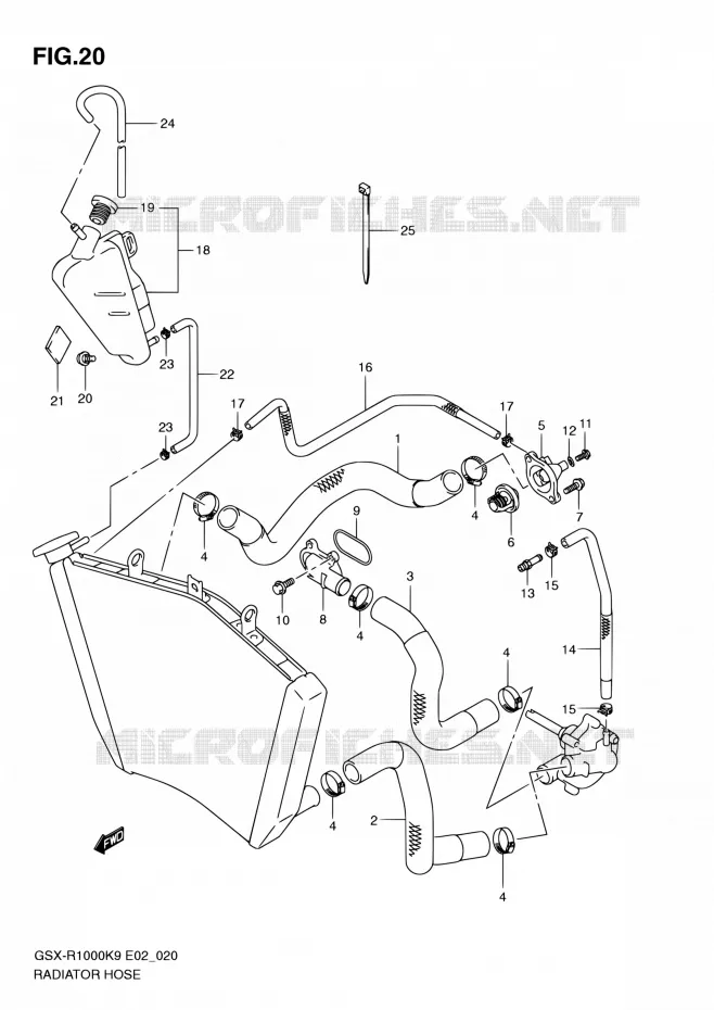 RADIATOR SLANG Suzuki MOTO 1000 GSX-R 2010  GSX-R1000 L0/GSX-R1000Z L0 (E02,E14,E19,E24,E51,P37)