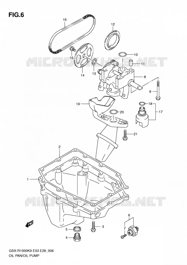 SUMP - OLIEPOMP  Suzuki MOTO 1000 GSX-R 2010  GSX-R1000 L0/GSX-R1000Z L0 (E03,E28,E33)