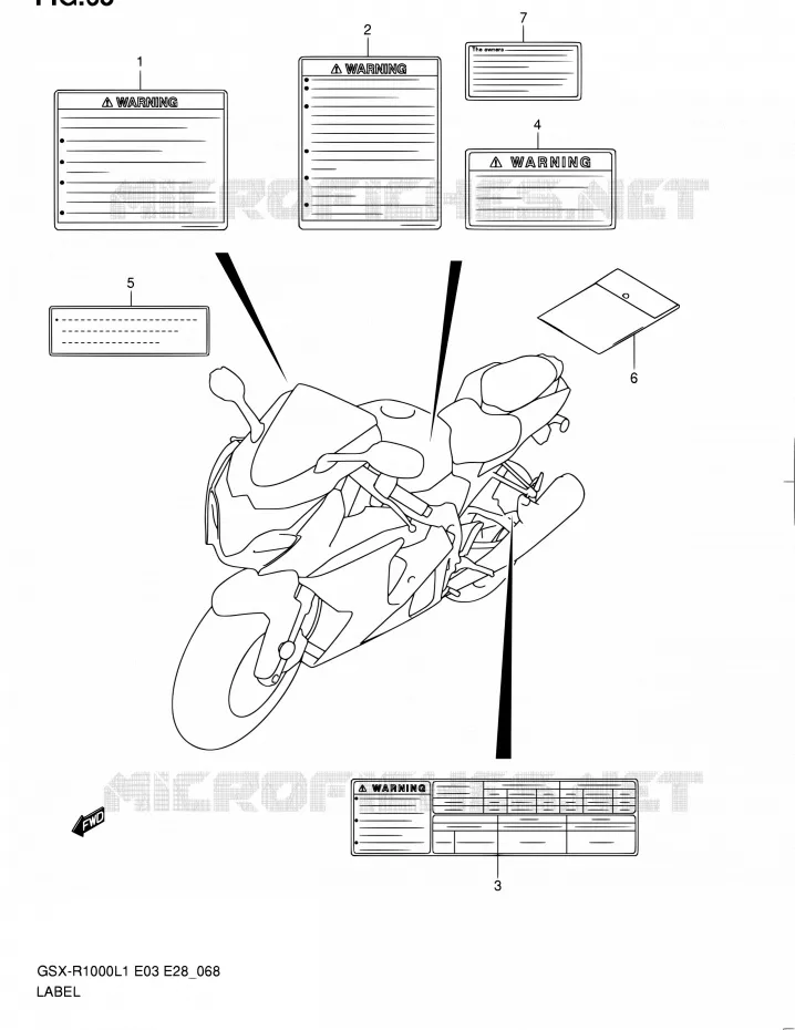 ETIKET (GSX-R1000L1 E03) Suzuki MOTO 1000 GSX-R 2011  GSX-R1000 L1 (E03,E28,E33)