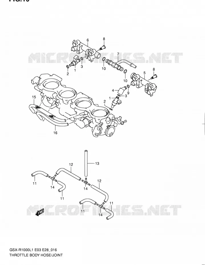 GASKLEPHUIS (GSX-R1000L1 E03) Suzuki MOTO 1000 GSX-R 2011  GSX-R1000 L1 (E03,E28,E33)