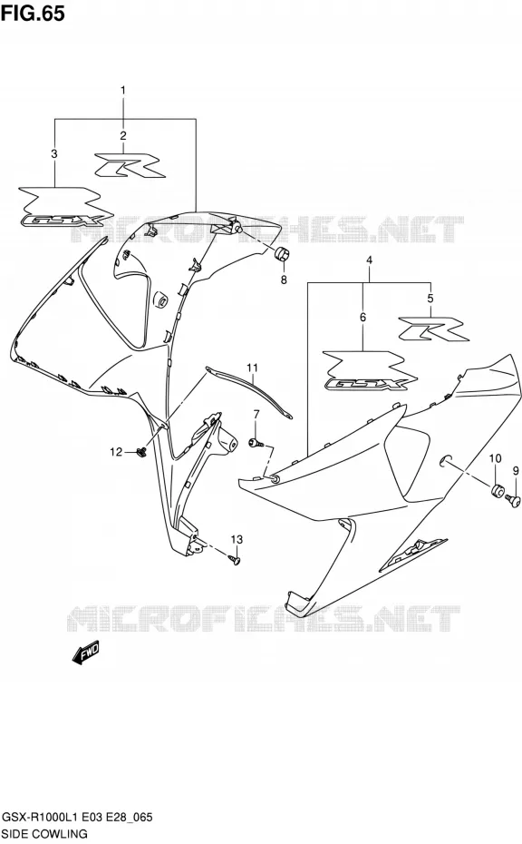 SIDE KUIP (HTL) Suzuki MOTO 1000 GSX-R 2011  GSX-R1000 L1 (E03,E28,E33)