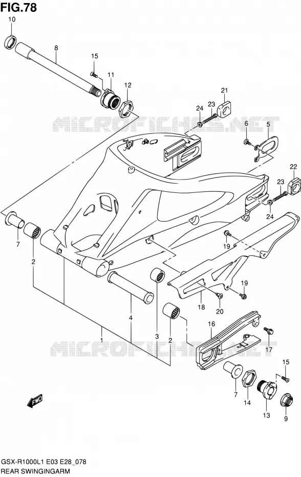 SWINGARM Suzuki MOTO 1000 GSX-R 2011  GSX-R1000 L1 (E03,E28,E33)
