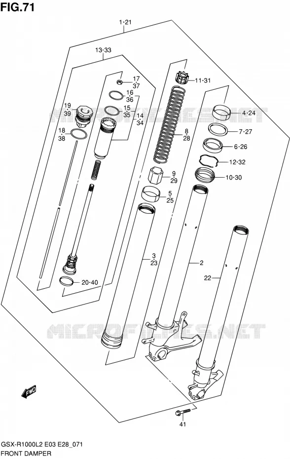 FRONT SCHOKDEMPER Suzuki MOTO 1000 GSX-R 2012  GSX-R1000 L2 (E03,E28,E33)