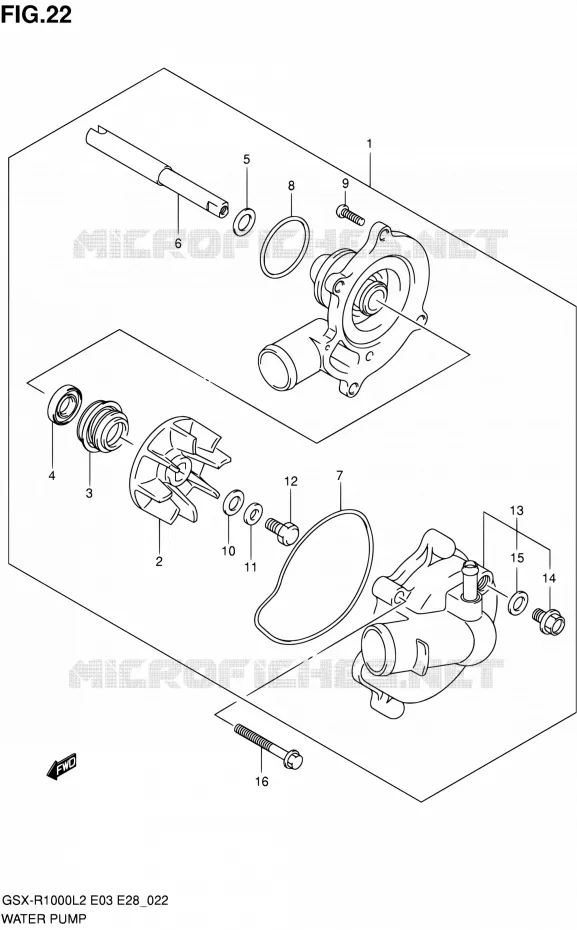 WATERPOMP Suzuki MOTO 1000 GSX-R 2012  GSX-R1000 L2 (E03,E28,E33)