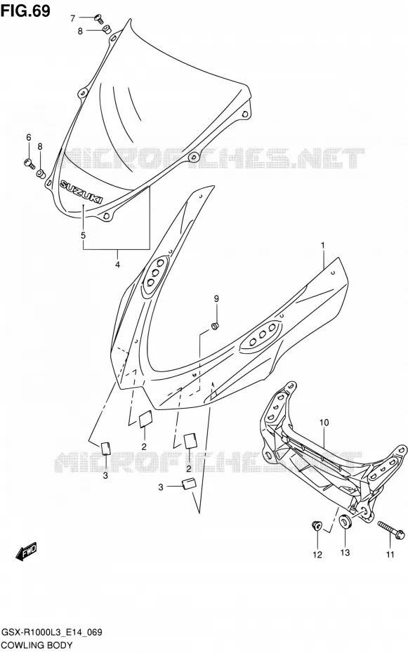KUIP - ETIKETTEN (GSX-R1000ZL3 E14) Suzuki MOTO 1000 GSX-R 2013  GSX-R1000 L3/GSX-R1000Z L3 (E14)