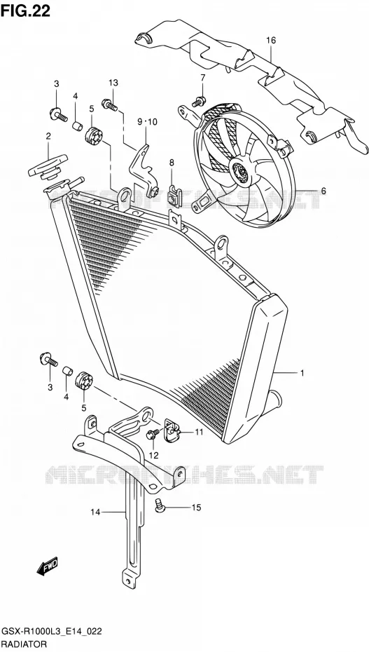 RADIATOR (GSX-R1000L3 E14) Suzuki MOTO 1000 GSX-R 2013  GSX-R1000 L3/GSX-R1000Z L3 (E14)