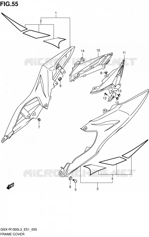 ACHTER KUIP (GSX-R1000ZL3 E51) Suzuki MOTO 1000 GSX-R 2013  GSX-R1000 L3/GSX-R1000Z L3 (E51)