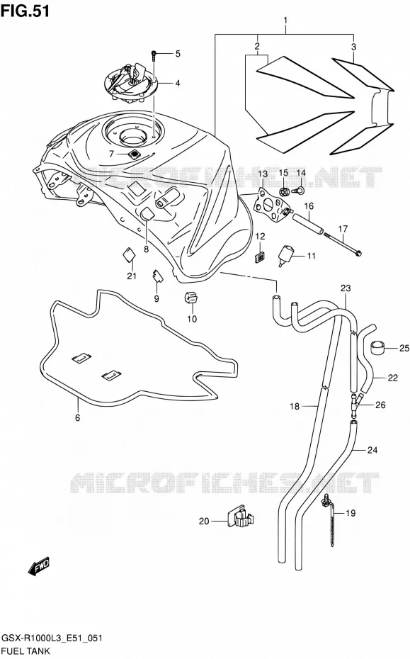 BENZINETANK (GSX-R1000ZL3 E51) Suzuki MOTO 1000 GSX-R 2013  GSX-R1000 L3/GSX-R1000Z L3 (E51)