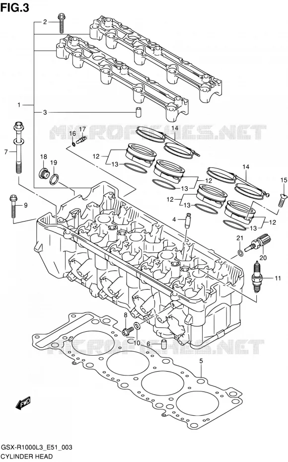 CILINDERKOP Suzuki MOTO 1000 GSX-R 2013  GSX-R1000 L3/GSX-R1000Z L3 (E51)