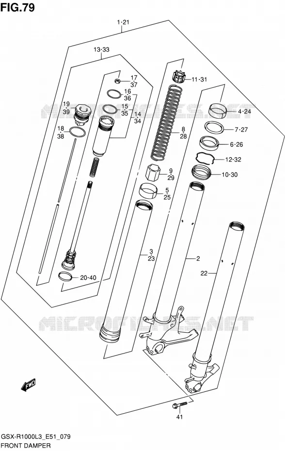 FRONT SCHOKDEMPER (GSX-R1000L3 E51) Suzuki MOTO 1000 GSX-R 2013  GSX-R1000 L3/GSX-R1000Z L3 (E51)