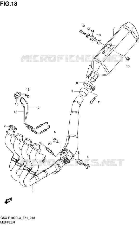 GELUIDDEMPER (GSX-R1000ZL3 E51) Suzuki MOTO 1000 GSX-R 2013  GSX-R1000 L3/GSX-R1000Z L3 (E51)