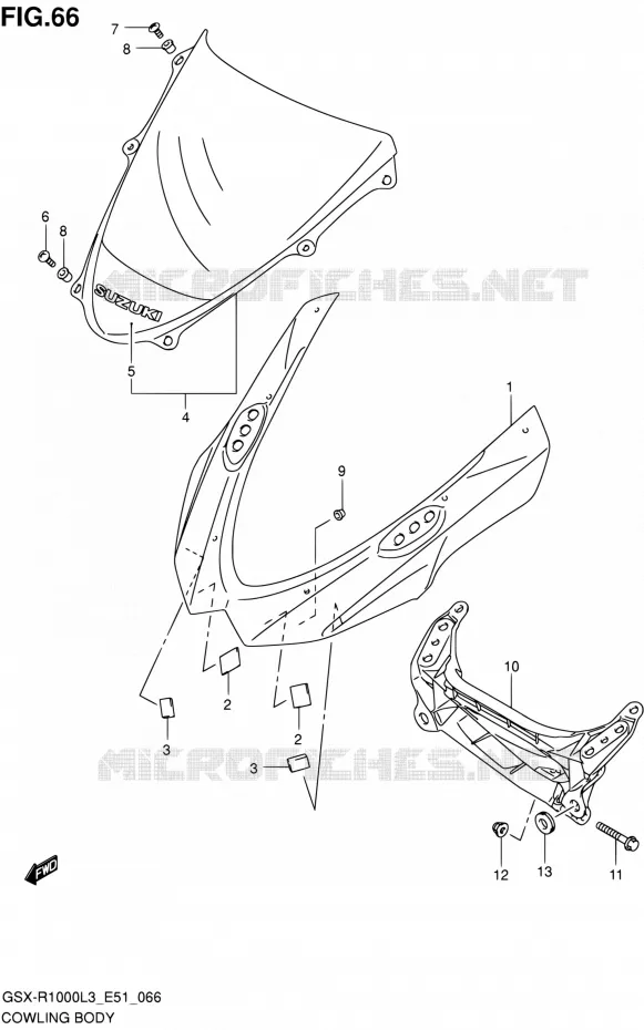 KUIP - ETIKETTEN (GSX-R1000L3 E51) Suzuki MOTO 1000 GSX-R 2013  GSX-R1000 L3/GSX-R1000Z L3 (E51)